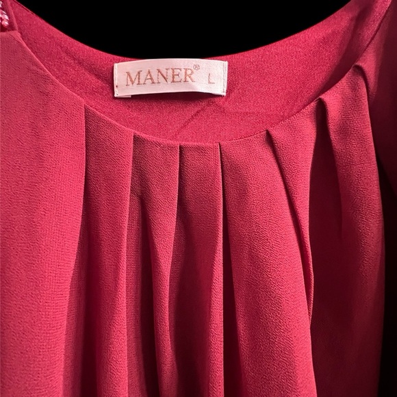 Women's Burgundy Sleeveless Top with Beaded Detailed Straps Size Large - Picture 6 of 6